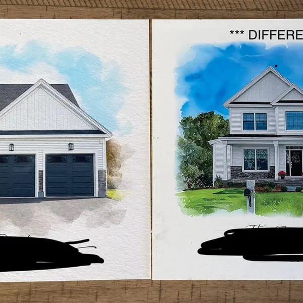 Customer photo review of Custom Watercolor Home Portrait