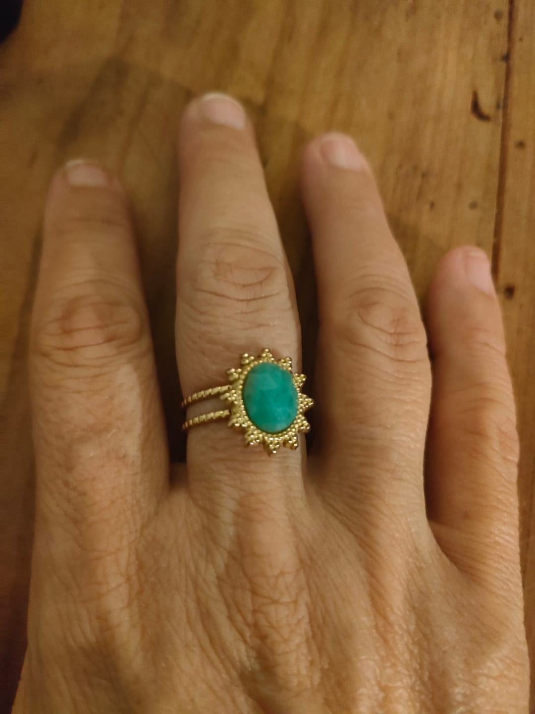 Customer photo review of Bague Anti-Stress "Éclat Floral" en Amazonite
