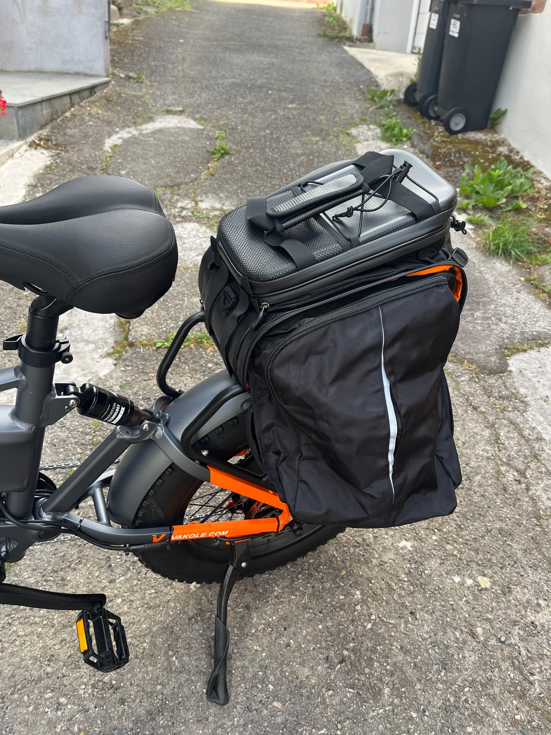 Customer photo review of Vakole Waterproof Bike Rack Bag With Large Capacity (17-35L)