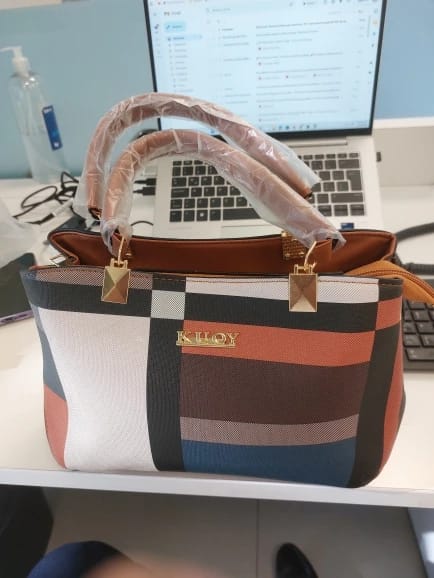 Customer photo review of Women’s Designer Style Plaid Shoulder & Crossbody Tote Bag