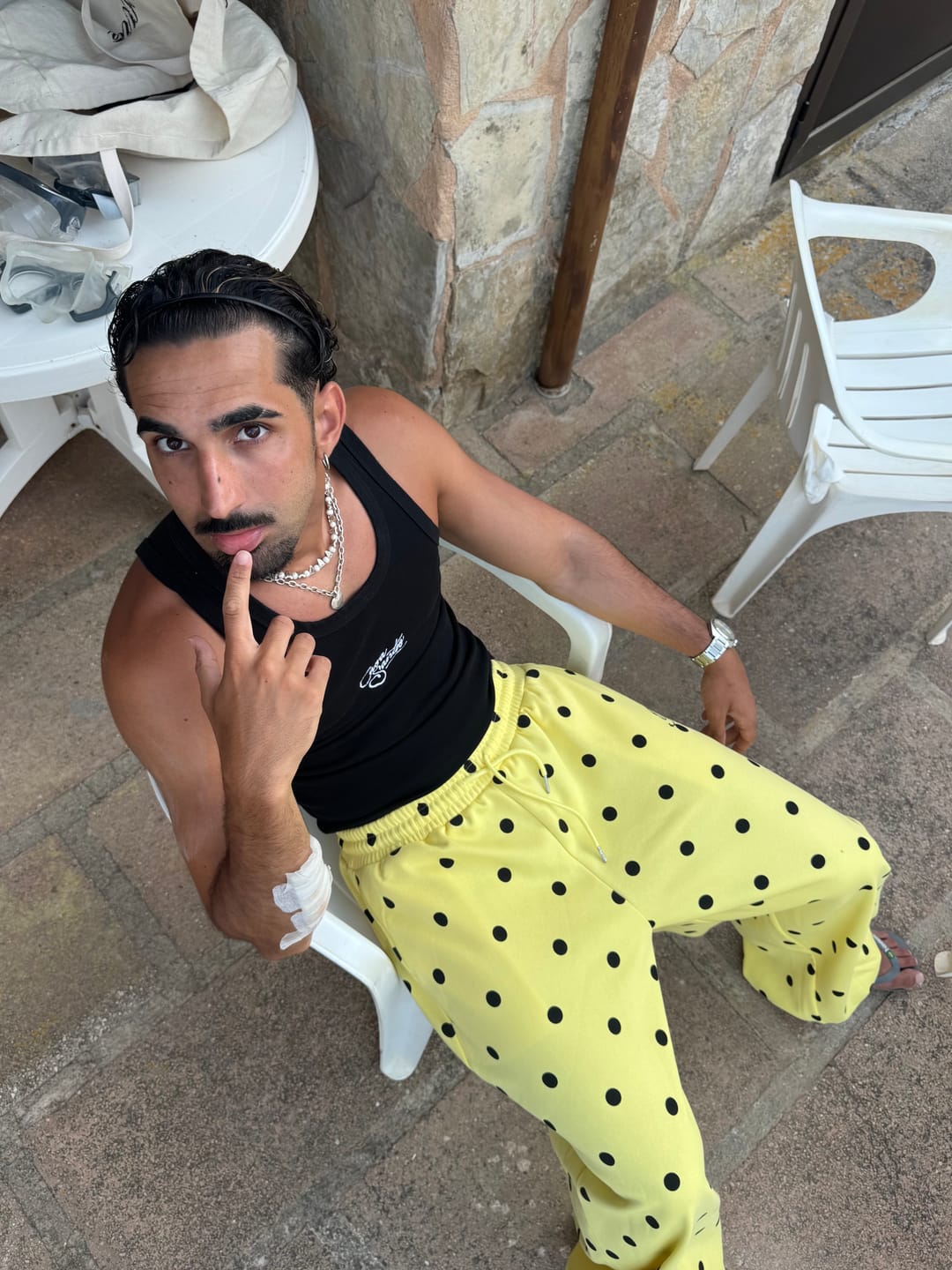 Customer photo review of Omirad Polka Dot Wide-Leg Pants