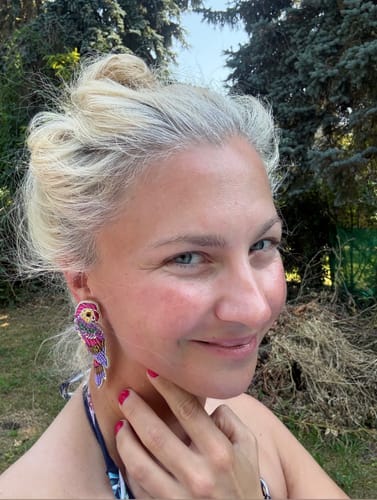 Customer photo review of Bunte Soutache-Ohrringe als Papagei