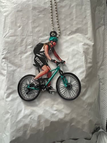 Customer photo review of Personalized Mountain Biking Ornament, Custom Name Acrylic Flat  Ornament For Girl Biker