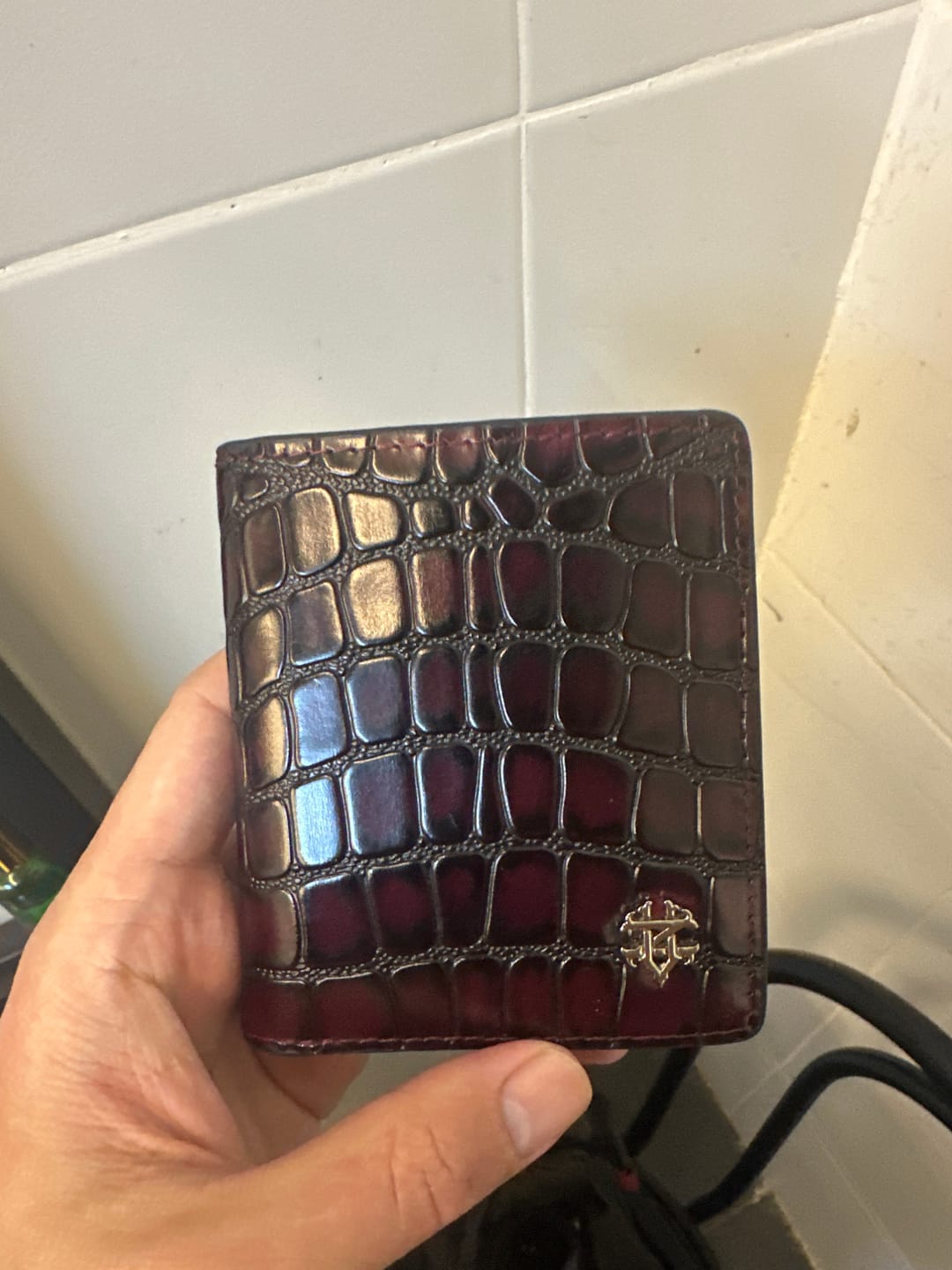 Customer photo review of Scalato Folding Wallet -  Wine Red Croco Leather