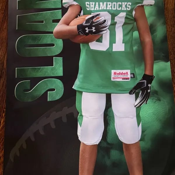 Customer photo review of Custom Sports Banner - Sports Legends Football