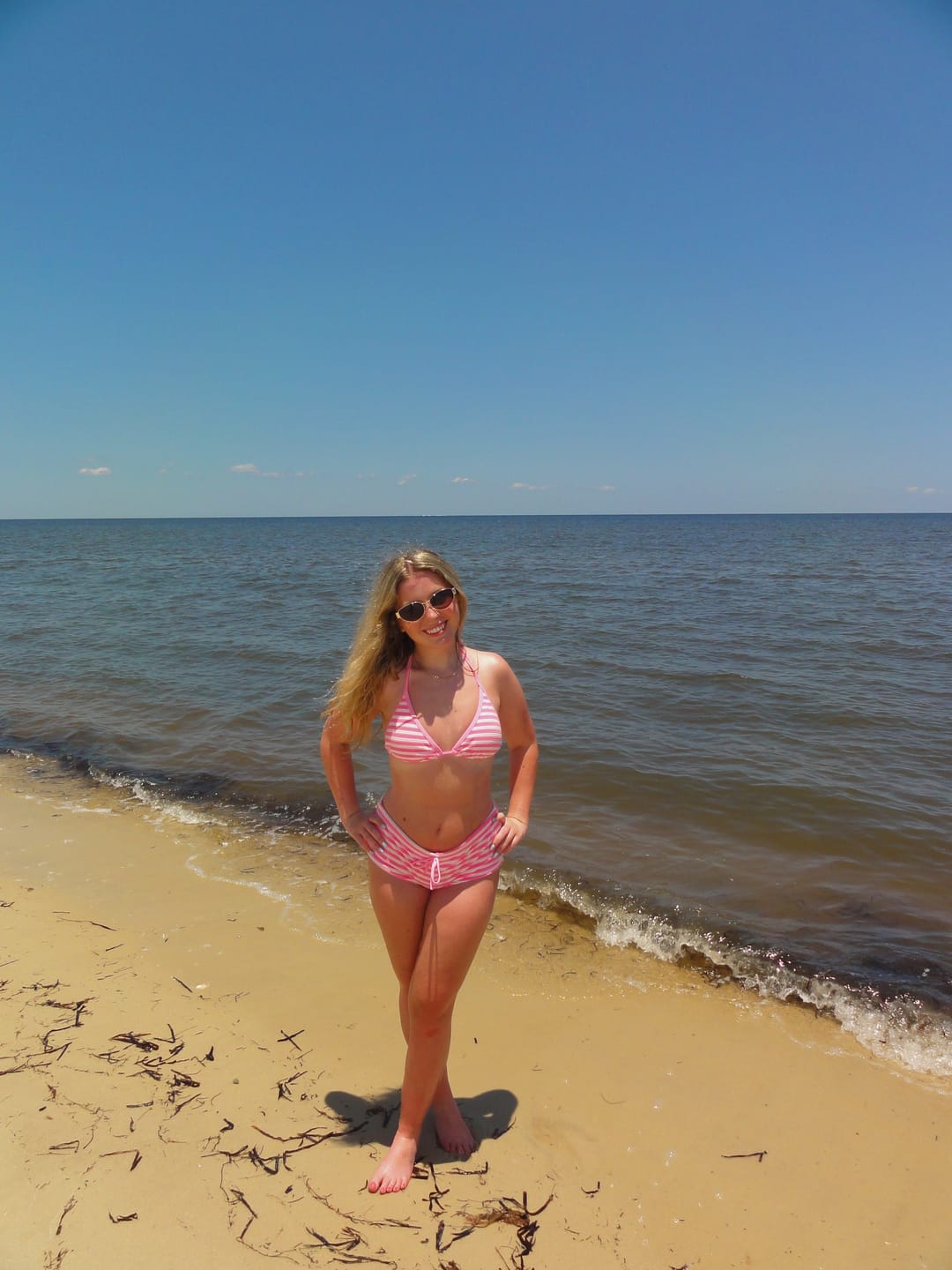 Customer photo review of Seamolly Toweling Terry Cloth Striped Contrast Binding Cheeky Boyshorts Bikini Set