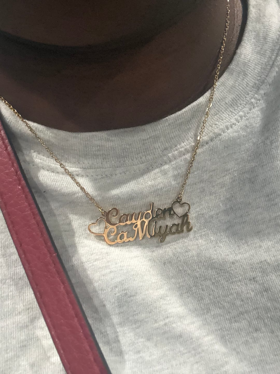 Customer photo review of Double Name Necklace
