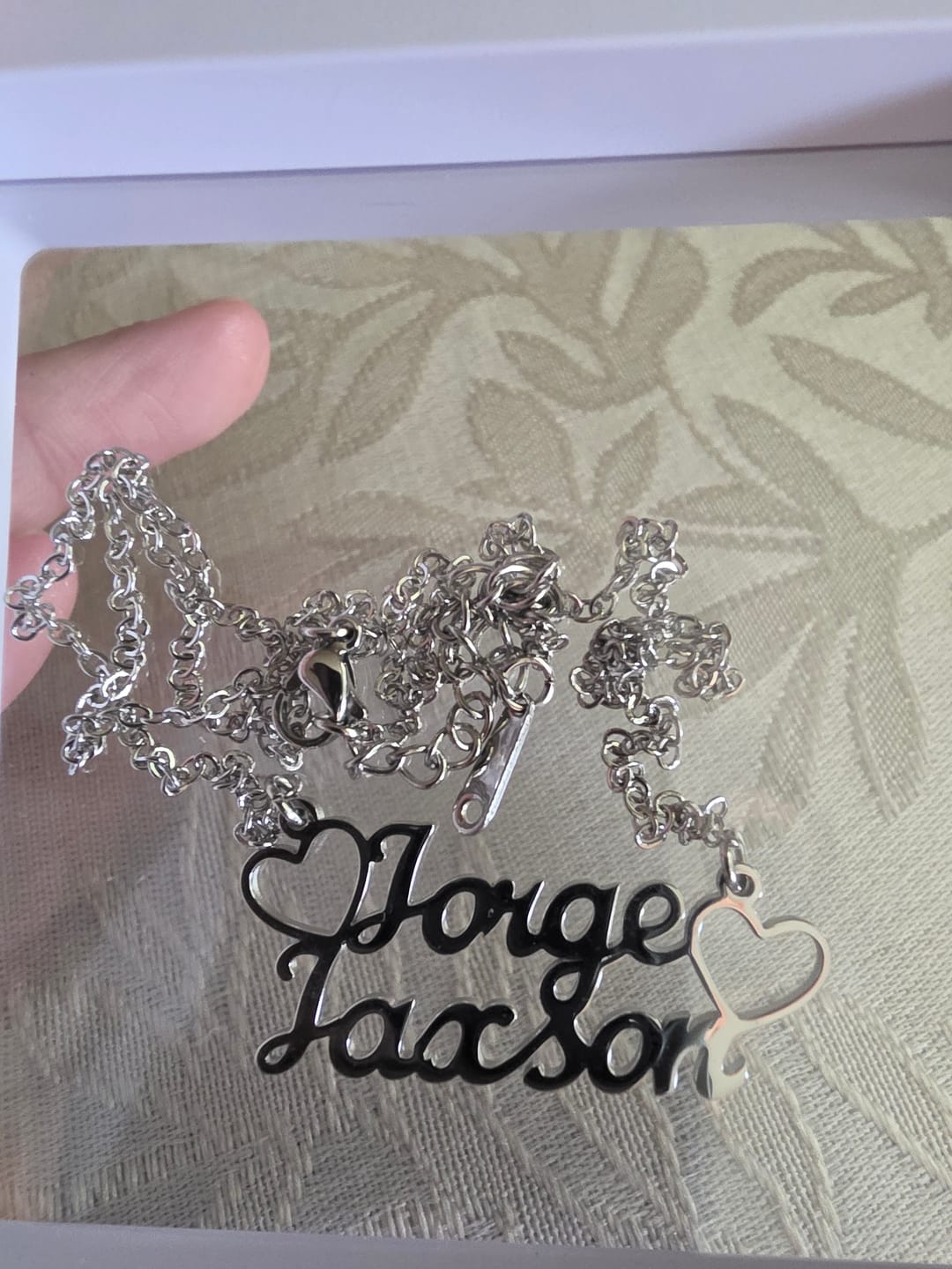 Customer photo review of Double Name Necklace