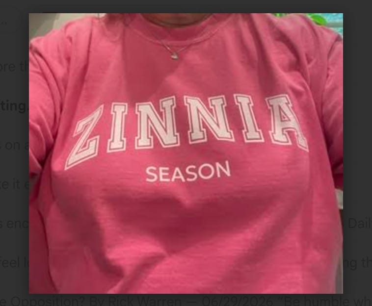 Customer photo review of Zinnia Season T-Shirt