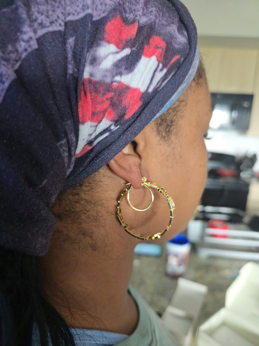 Customer photo review of Hoop Name Earrings