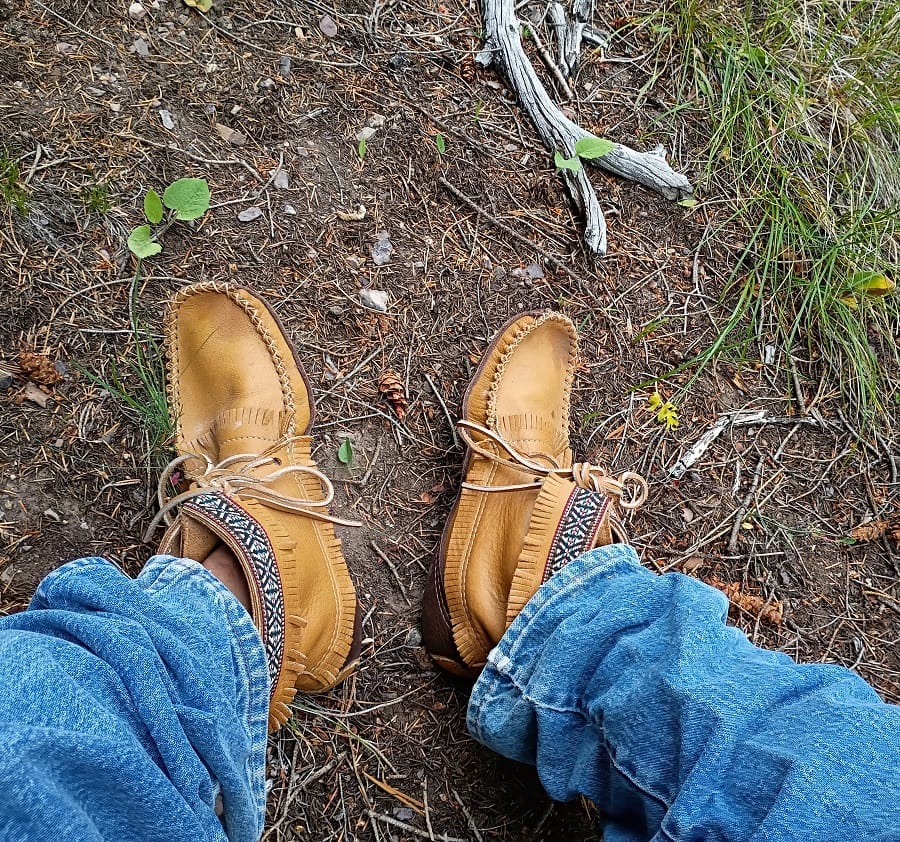 Customer photo review of Men's Earthing Moose Hide Leather Moccasin Boots
