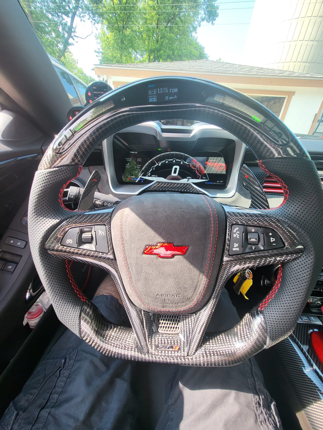 Customer photo review of 2010-2015 5th generation chevy camaro carbon fiber led steering wheel