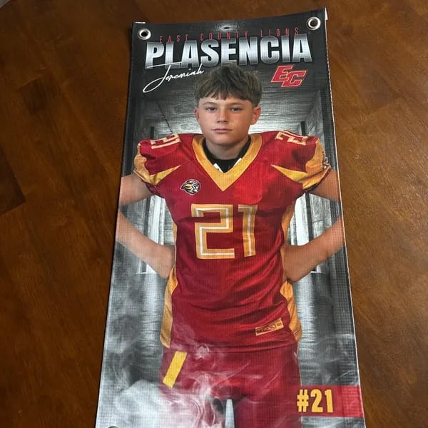 Customer photo review of Custom Sports Banner - Our House Football
