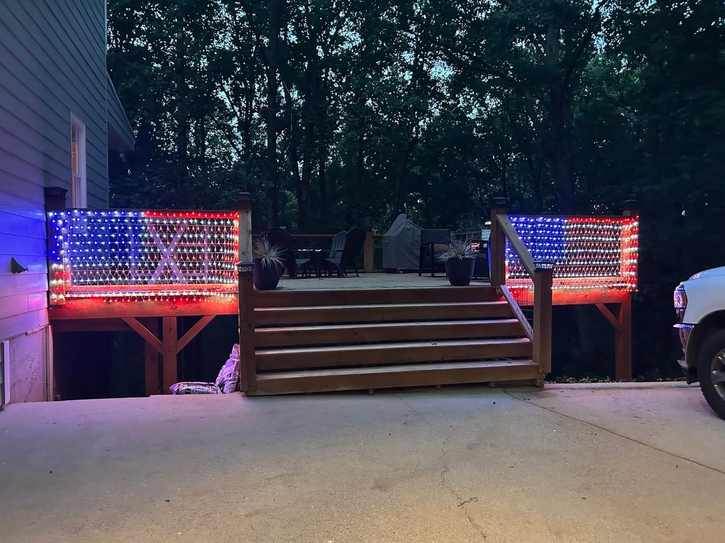 Customer photo review of Custom Solar-Powered National Flag Net Lights - Commemorative and Fun Outdoor Decorations