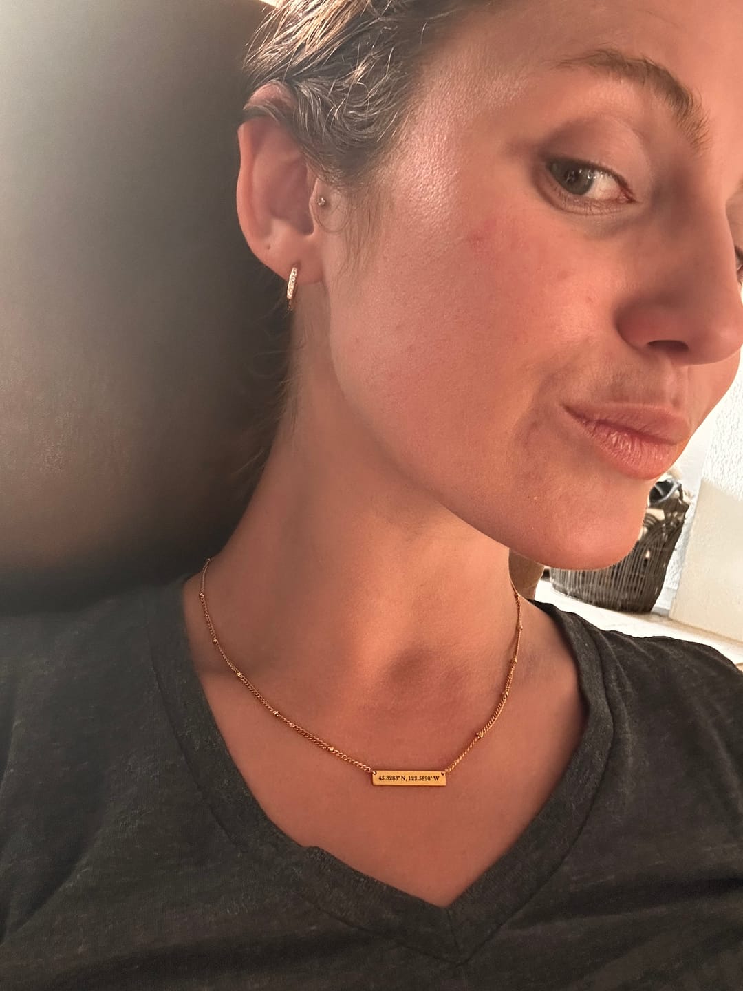 Customer photo review of Tiny Bar Necklace
