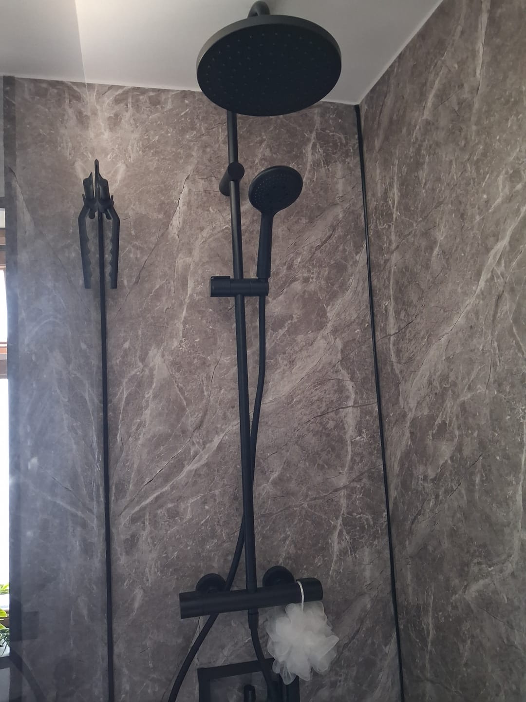 Customer photo review of Premium Carrara White Marble Gloss Shower Wall Panel - 1M x 2.4M