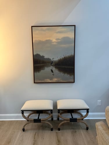 Customer's Misty Reflection Canvas Art displayed on a light wall in their home.