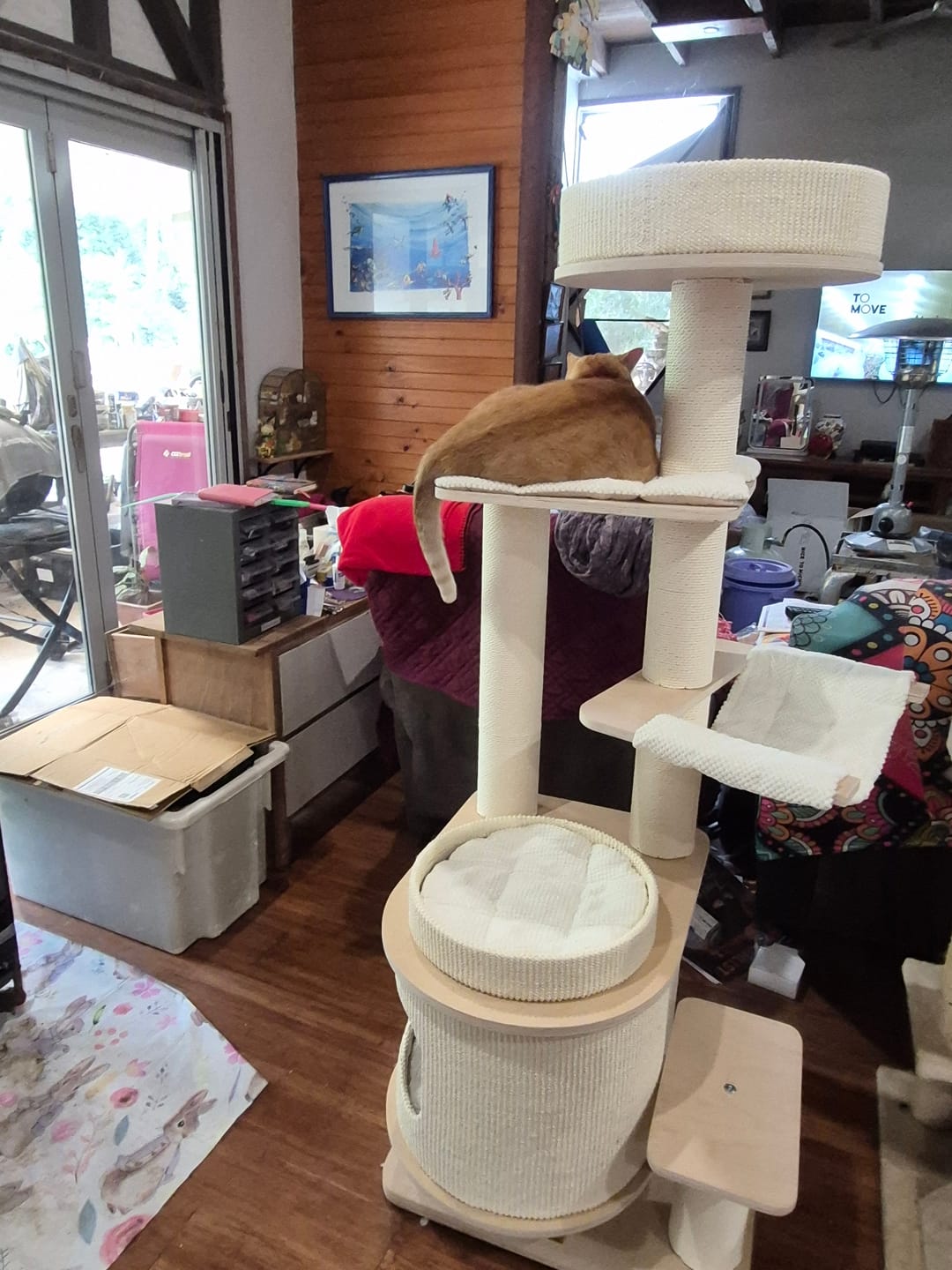 Customer photo review of Michu Luna Multi-Layer Solid Wood Cat Nest Tree