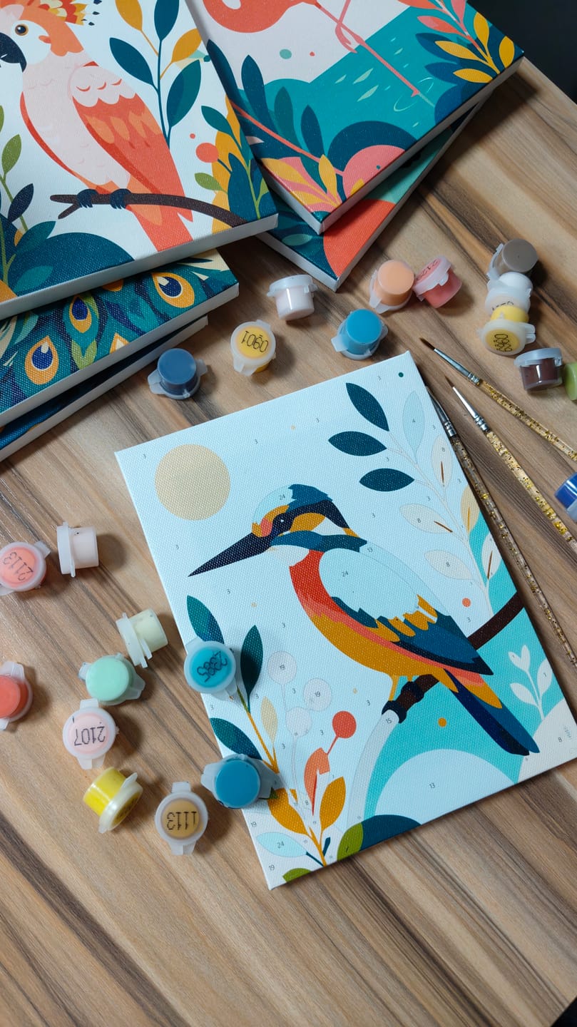 Customer photo review of 6 Mini Paintings - Exotic Birds Set