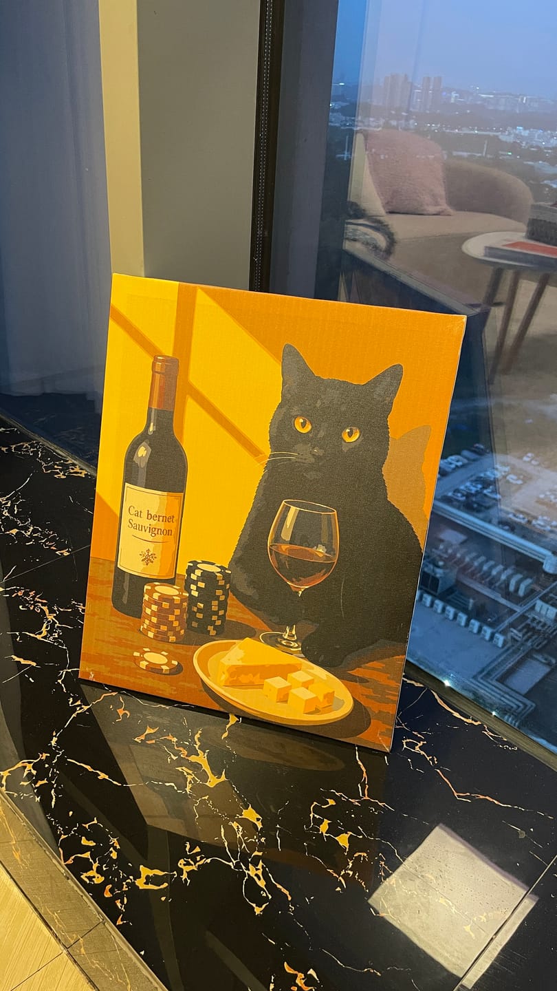 Customer photo review of The Gambler Cat | Paint by Number