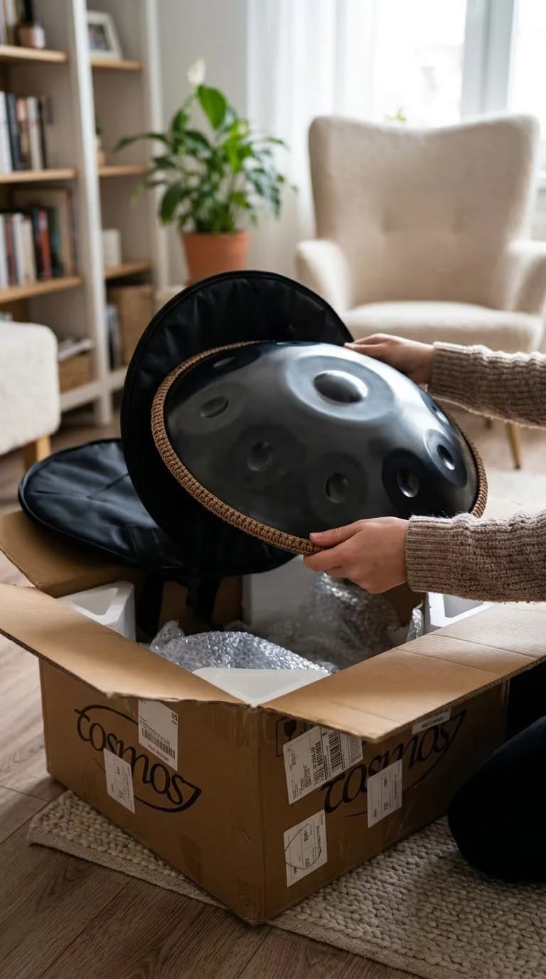 Customer photo review of Cosmos Handpan - Ebony Black 12 Notes in D Minor - Tambourine Gift Set