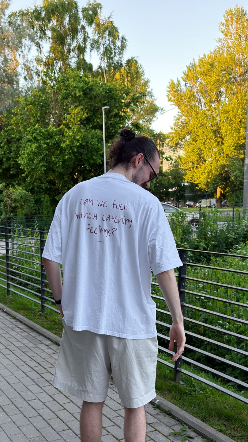 Customer photo review of CAN WE FUCK? OVERSIZED TEE