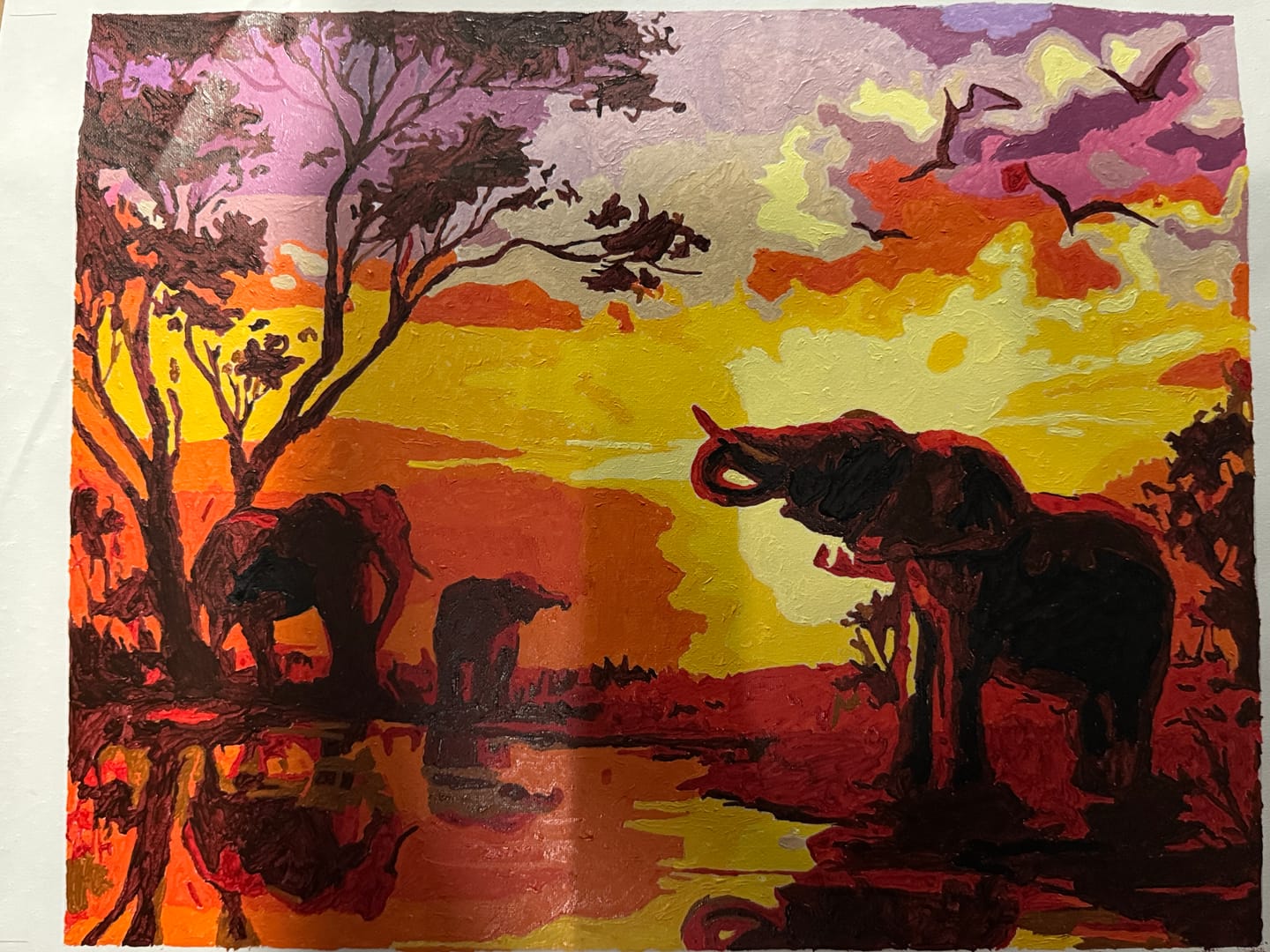 Customer photo review of African Savanna Elephants | Paint by Numbers
