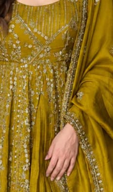 Customer photo review of Mustard Embroidered Anarkali Gown Set
