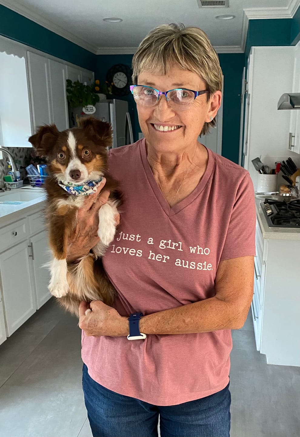 Customer photo review of Australian Shepherd Aussie Girl V-Neck Tee