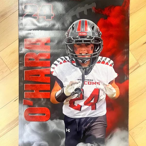 Customer photo review of Custom Sports Banner - Sports Legends Football