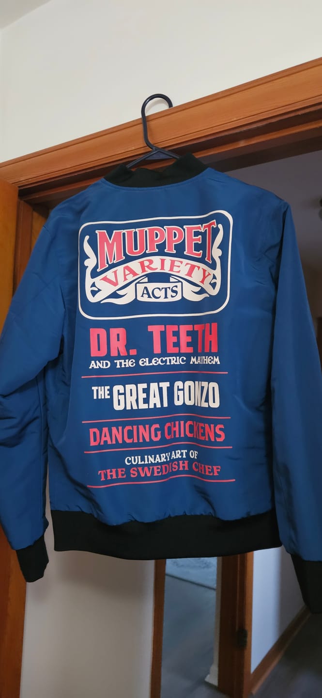 Customer photo review of Disney's The Muppets "Dr. Teeth 1976 Tour" – Reversible Bomber Jacket
