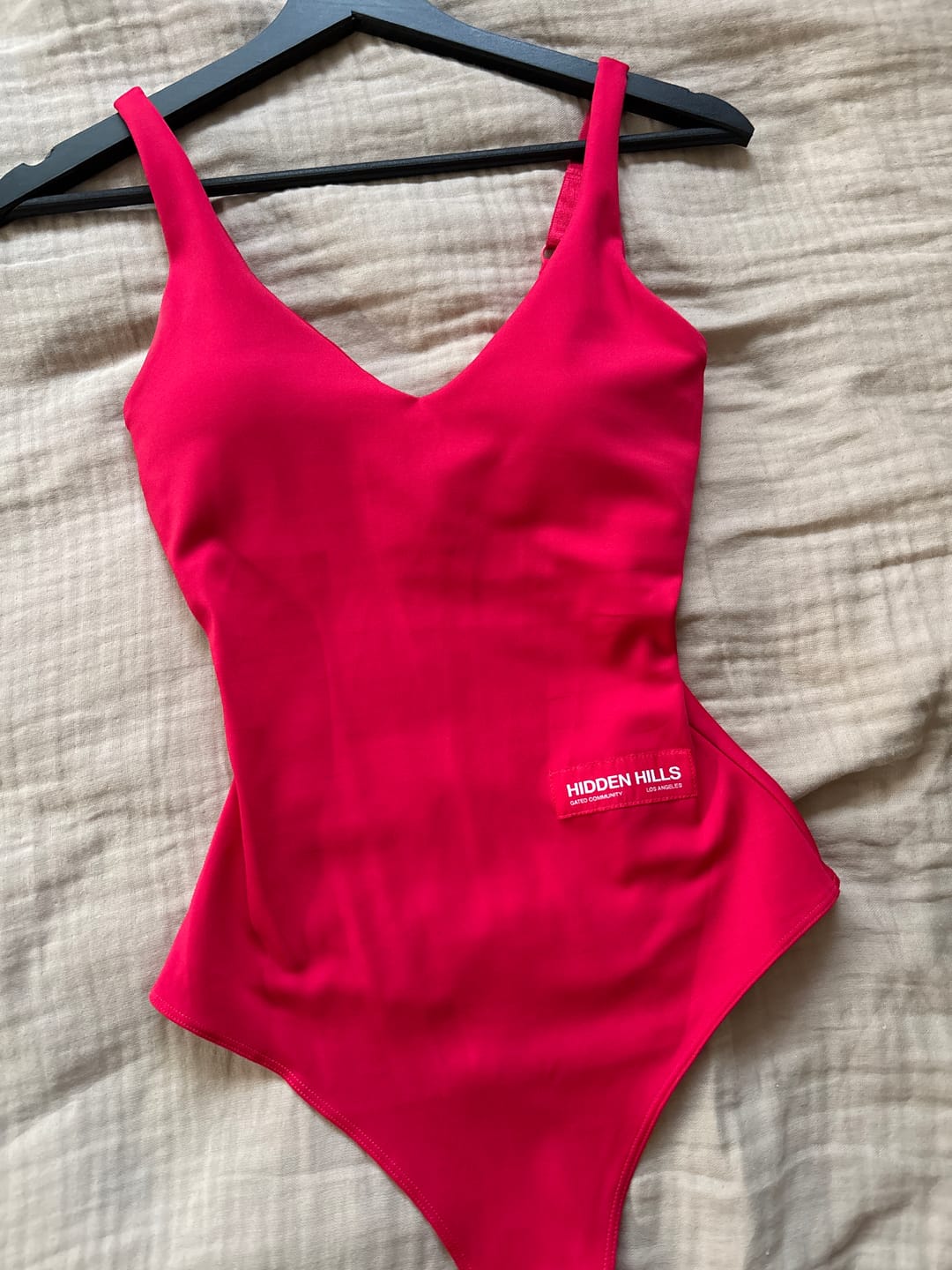 Customer photo review of LABEL BODYSUIT RASPBERRY RED