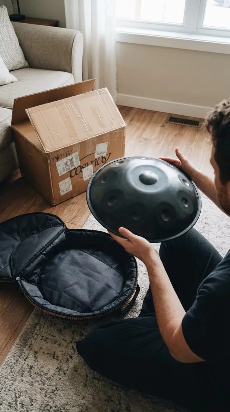 Customer photo review of Cosmos Handpan - Ebony Black 9 Notes in D Minor - Tambourine Gift Set