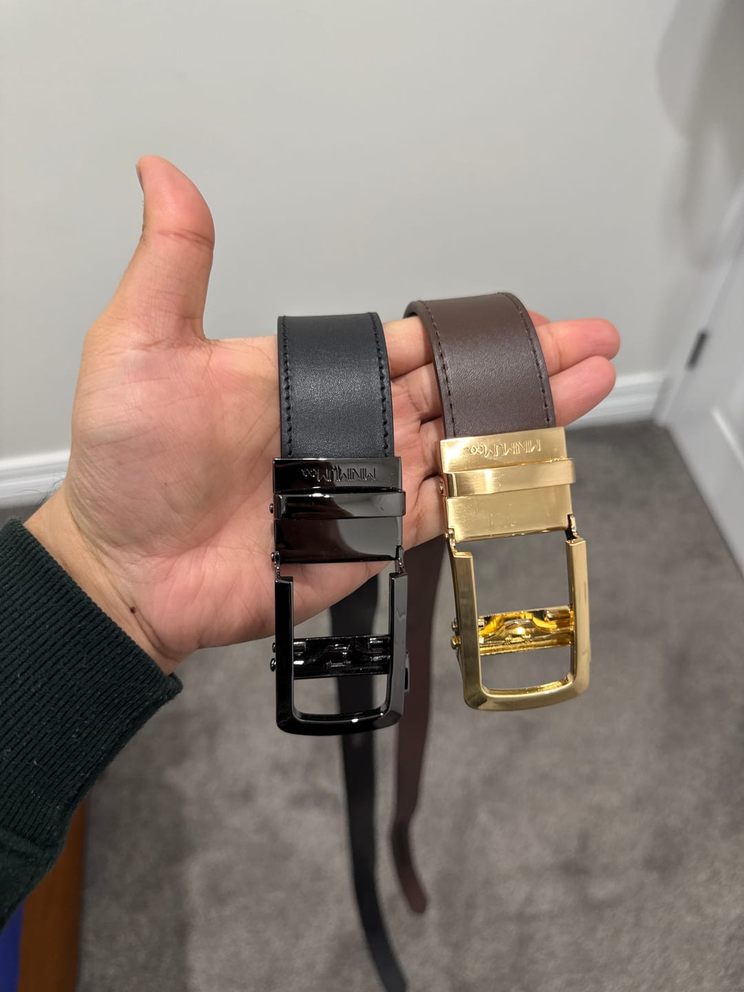 Customer photo review of Gunmetal | Full Grain Leather Belt