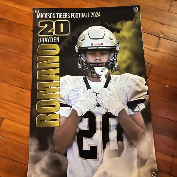 Customer photo review of Custom Sports Banner - Sports Legends Football