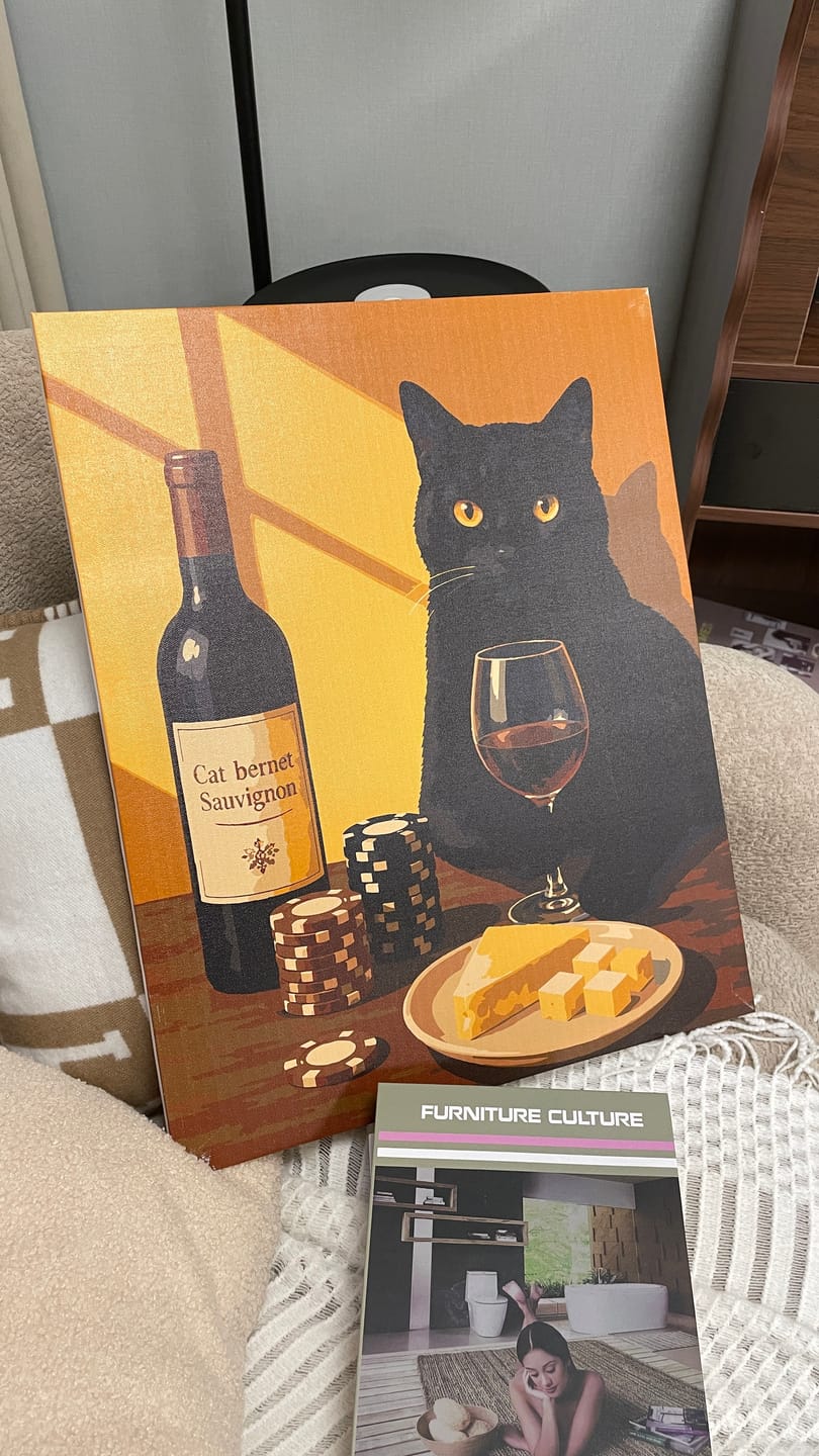 Customer photo review of The Gambler Cat | Paint by Number