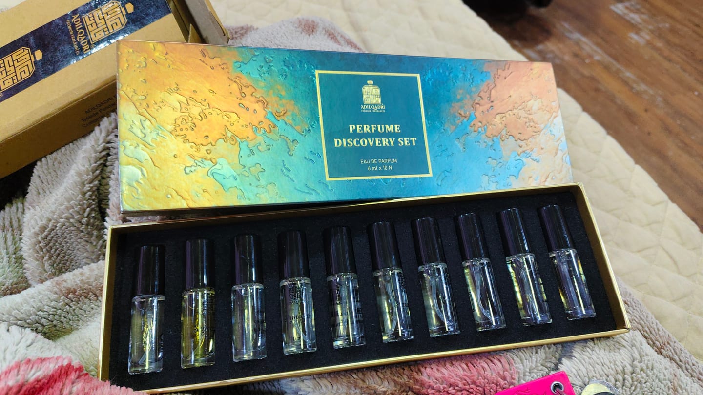 Customer photo review of Perfume Sample Discovery Set – 10 Mini Perfume Sprays (6ml Each)