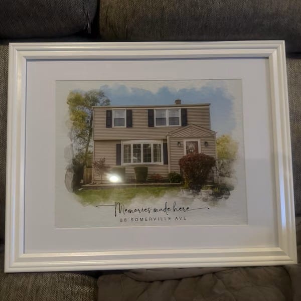 Customer photo review of Custom Watercolor Home Portrait
