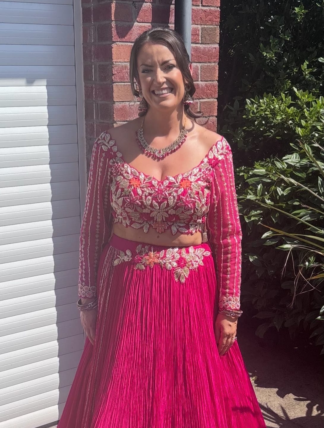 Customer photo review of Nora Pink & Gold Desi Bridal Necklace Set