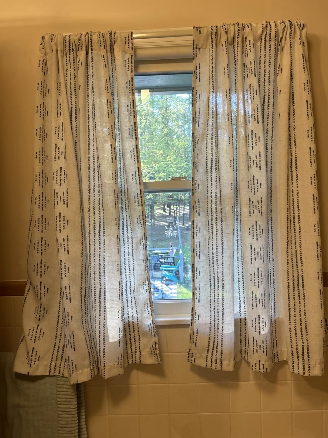 Customer photo review of Boho Linen Back Tab Kitchen Curtains