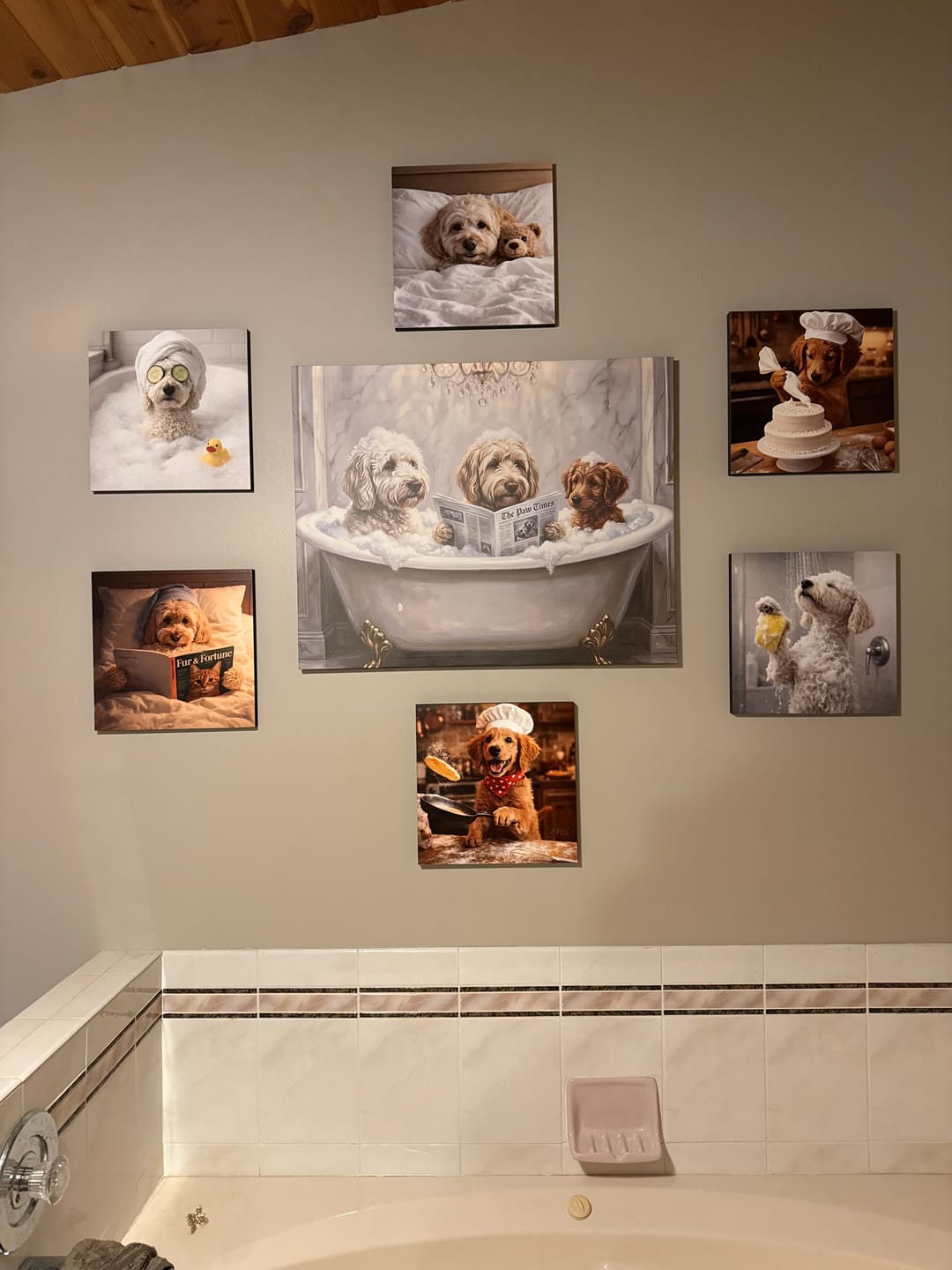 Customer photo review of Artzuzu Custom Portrait For Multi Pets - Reading in the Throne Room