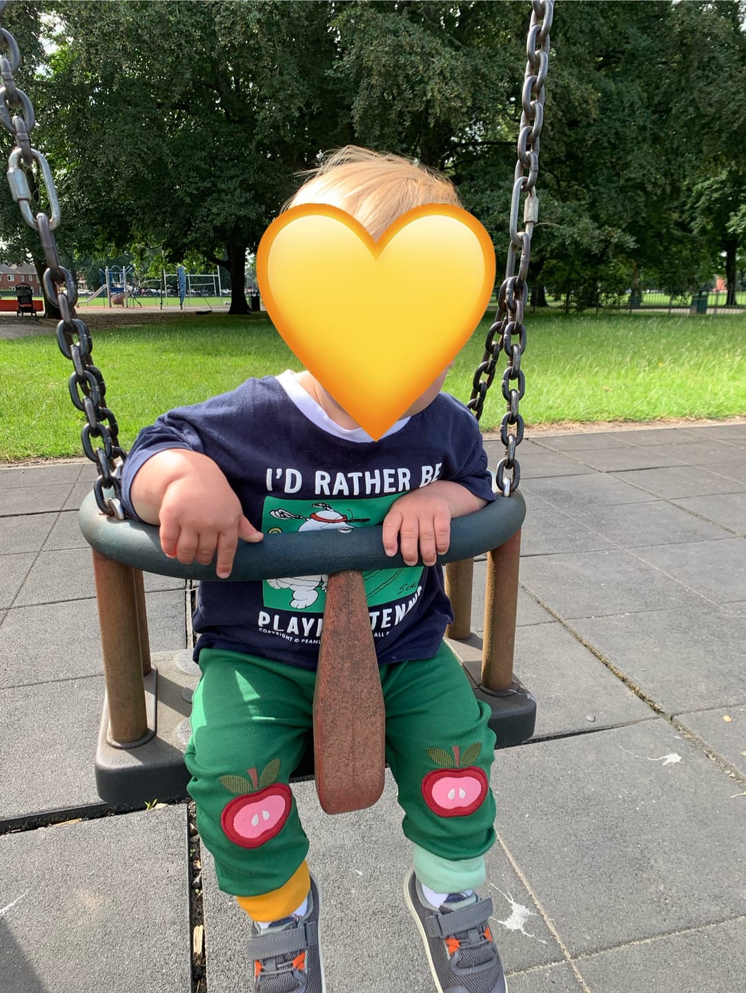 Customer photo review of Red Apples Knee Patch Joggers