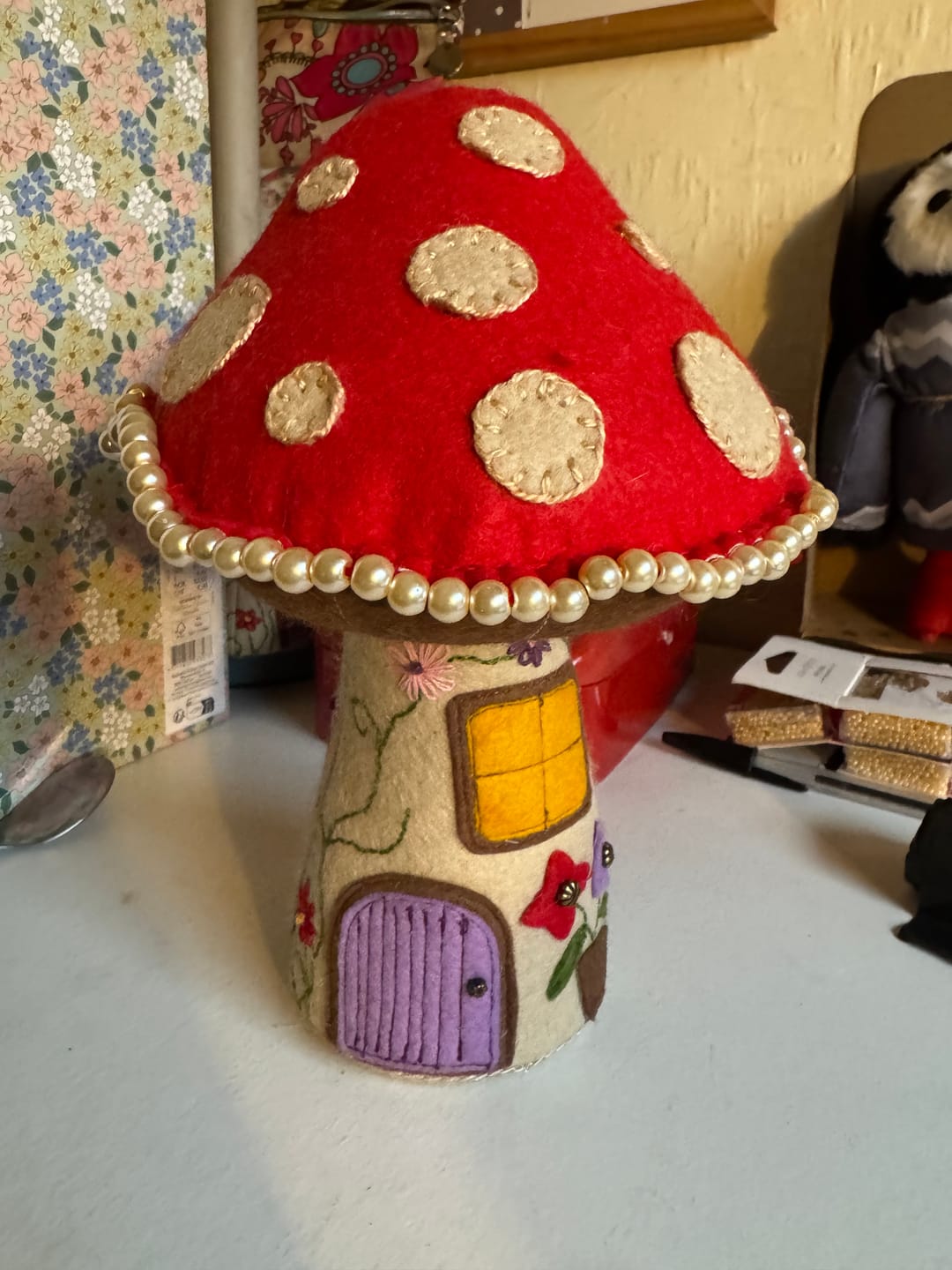 Customer photo review of Toadstool House Pin Cushion FREE PATTERN