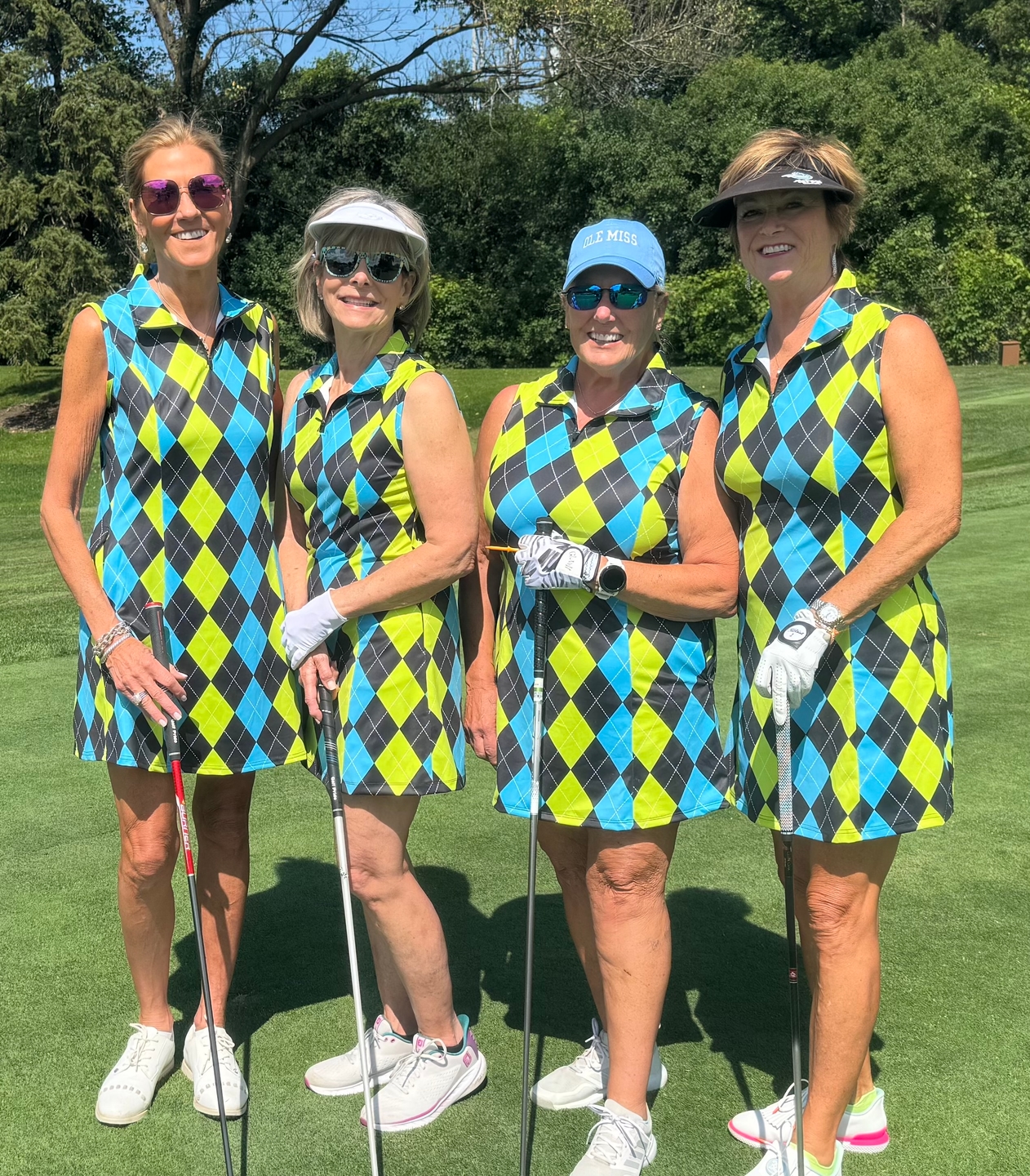 Halloween Black Green Blue Argyle Women's Golf Sleeveless Zipper Dresses Comes With Separate Matching Shorts golf outfit inspiration from Golf Gentry