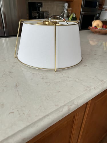 Customer photo review of Contemporary Wide Linen Drum Brass Semi Flush Mount