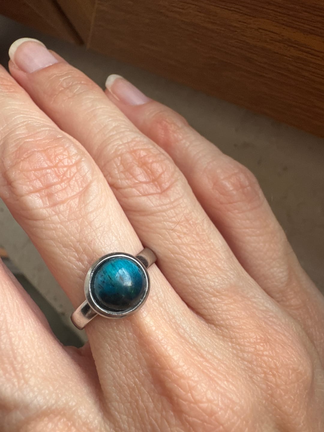 Customer photo review of Anello regolabile in acciaio 8 mm Occhio di tigre blu