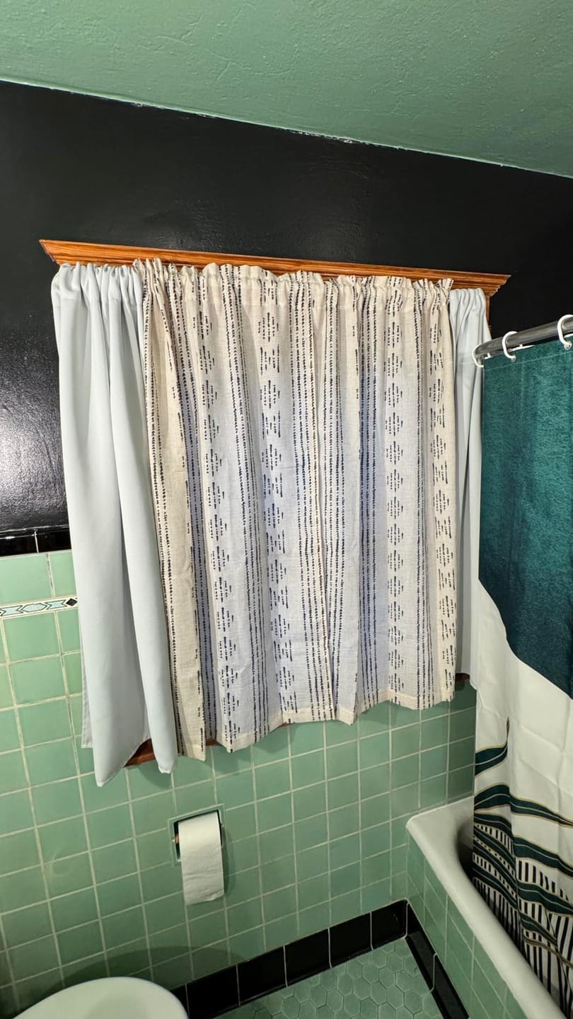 Customer photo review of Boho Linen Back Tab Kitchen Curtains