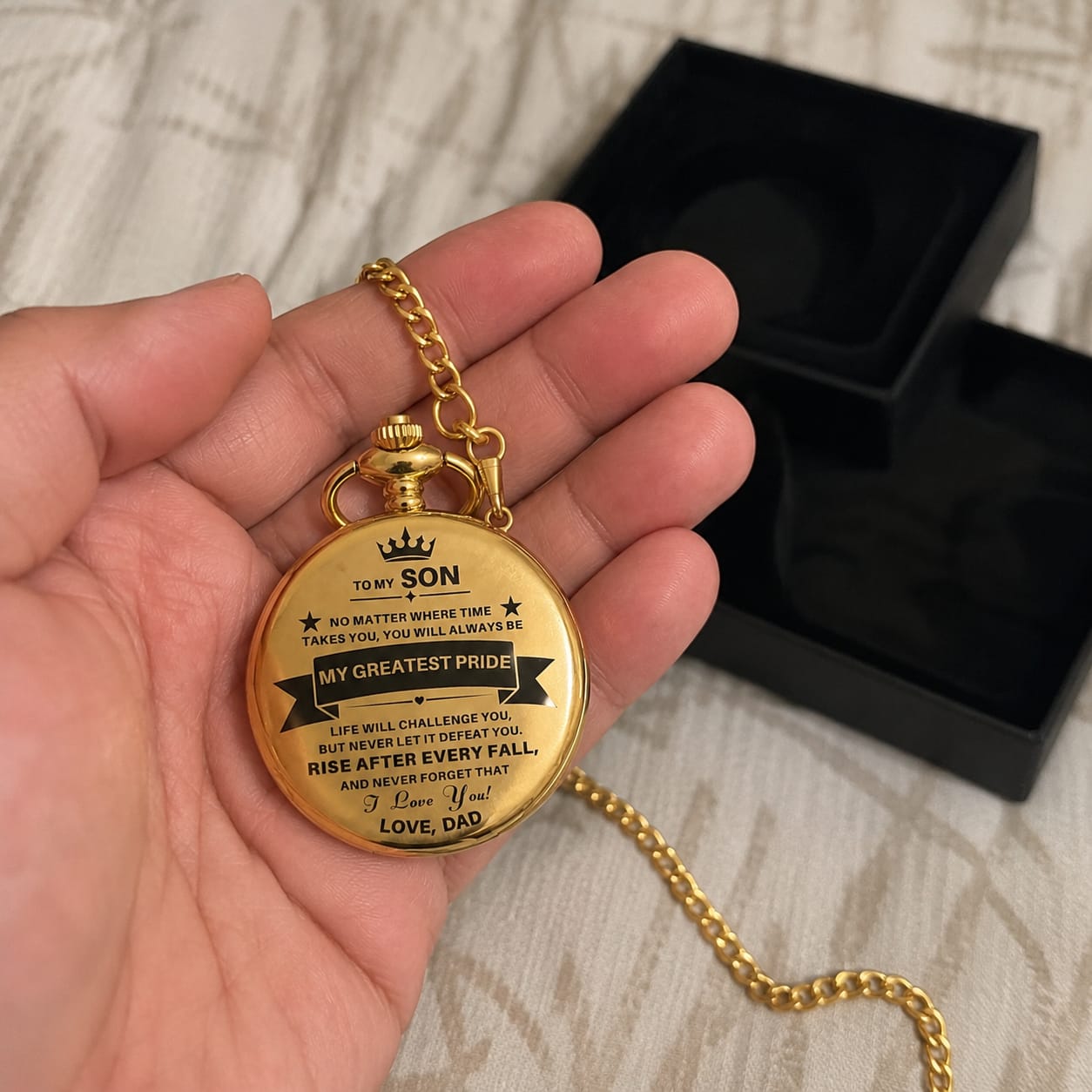Customer photo review of To My Son / From Dad - Luxury Vintage Pocket Watch Gift SS#2606
