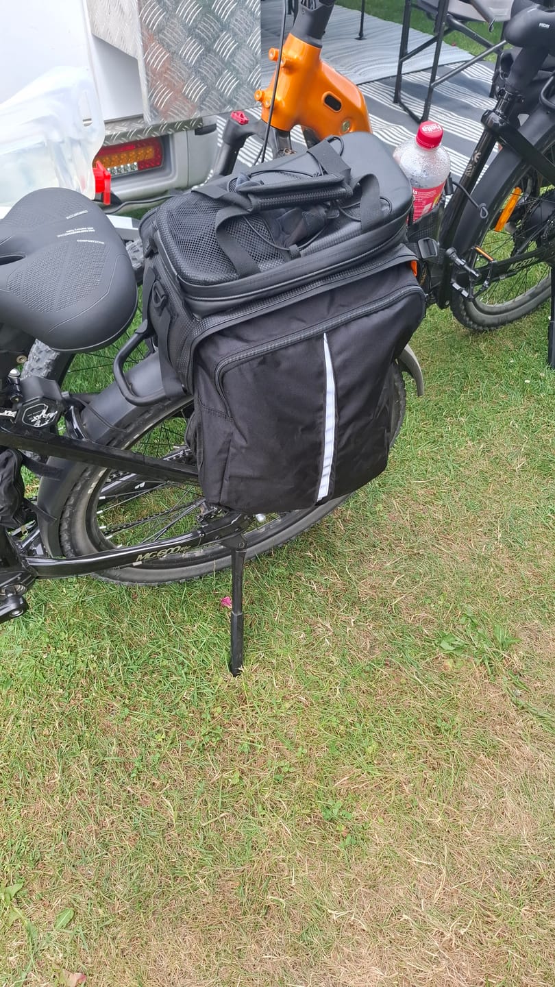 Customer photo review of Vakole Waterproof Bike Rack Bag With Large Capacity (17-35L)