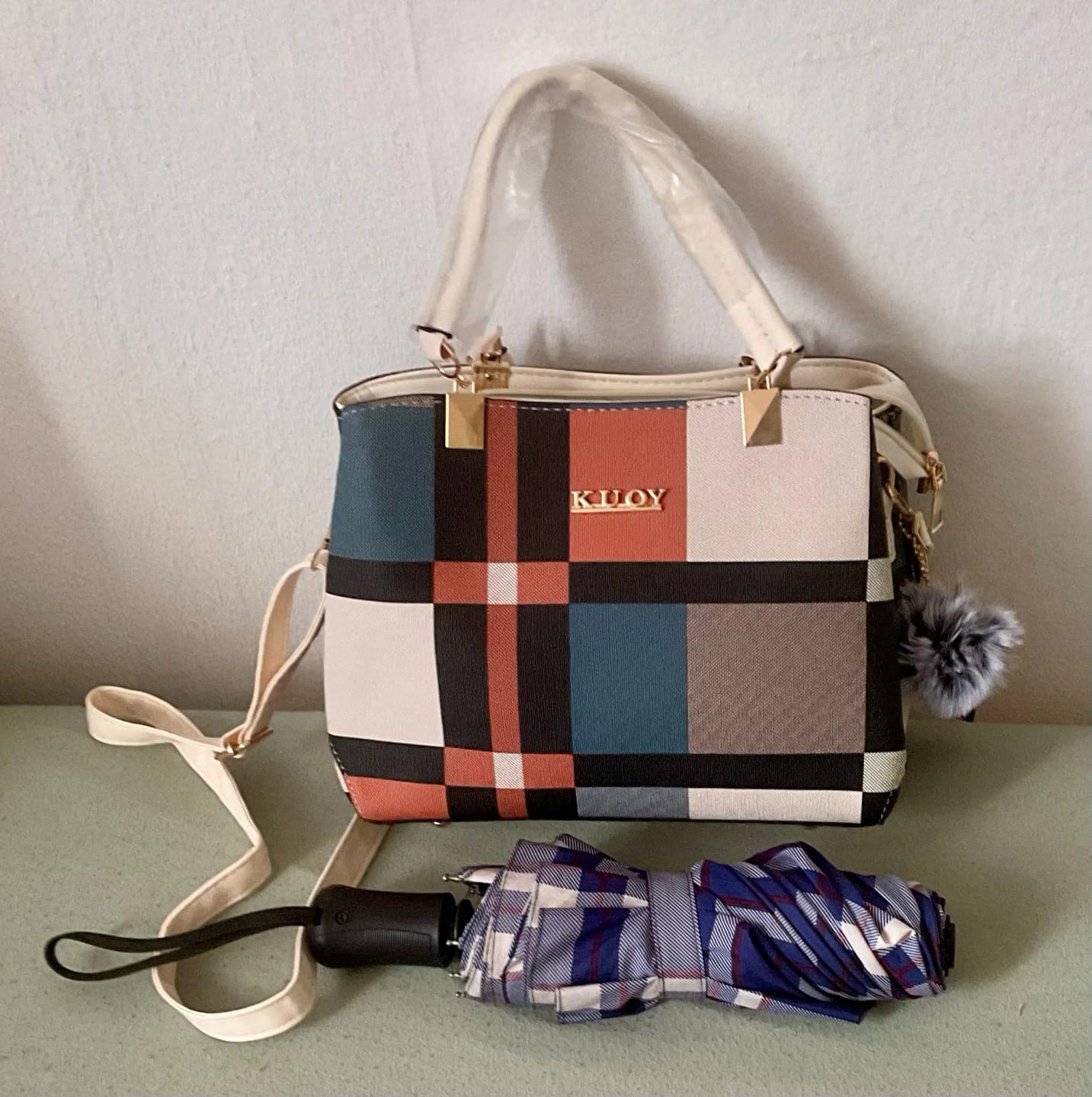 Customer photo review of Women’s Designer Style Plaid Shoulder & Crossbody Tote Bag
